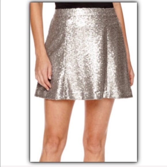 DECREE gorgeous rose gold bronze sequin mini skirt size M - Picture 6 of 6